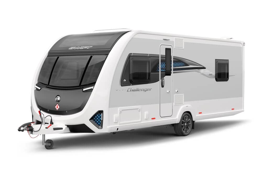 Swift Challenger caravan exterior three-quarter view