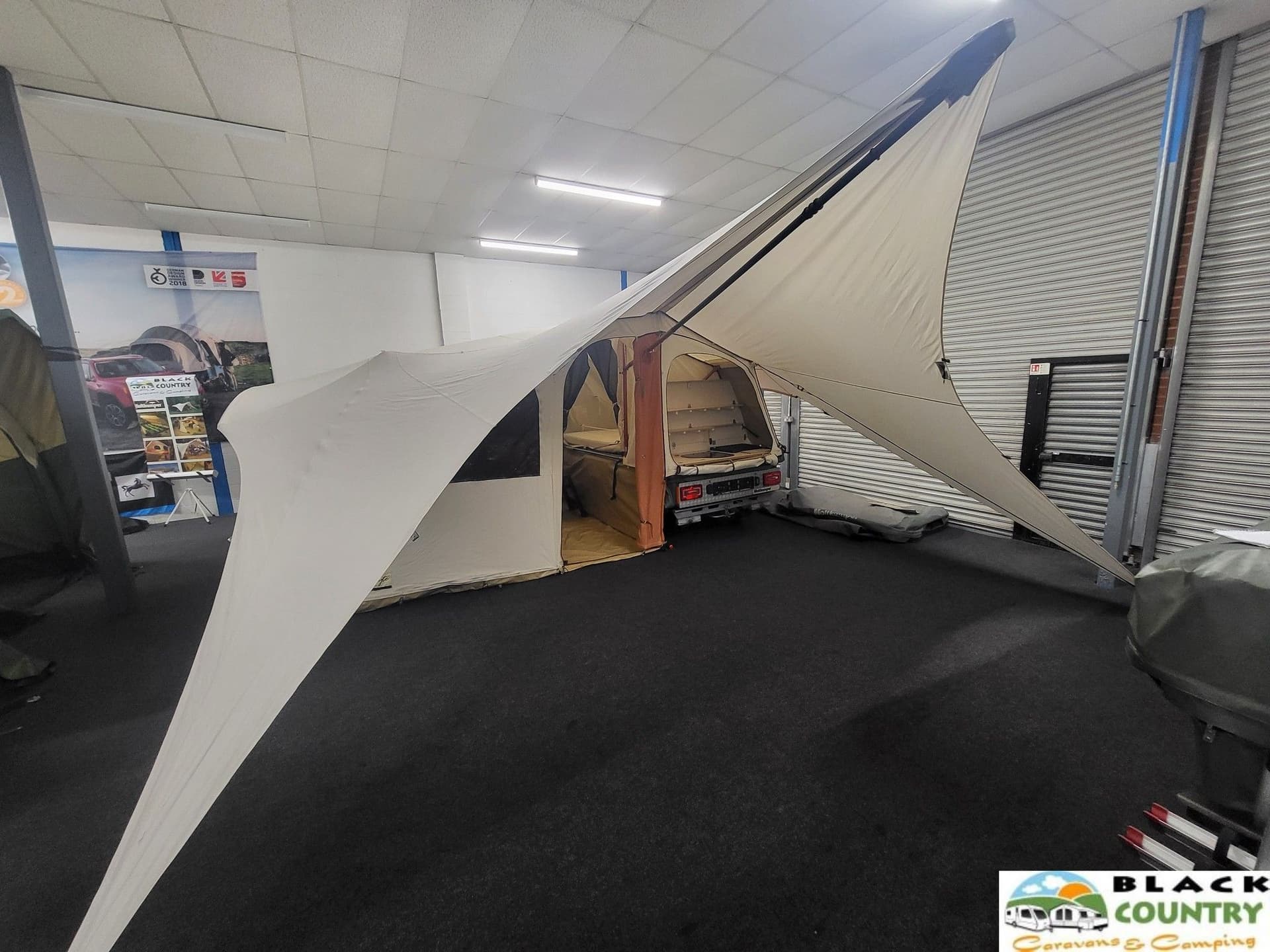 Trailer tents on display at Black Country Caravans
