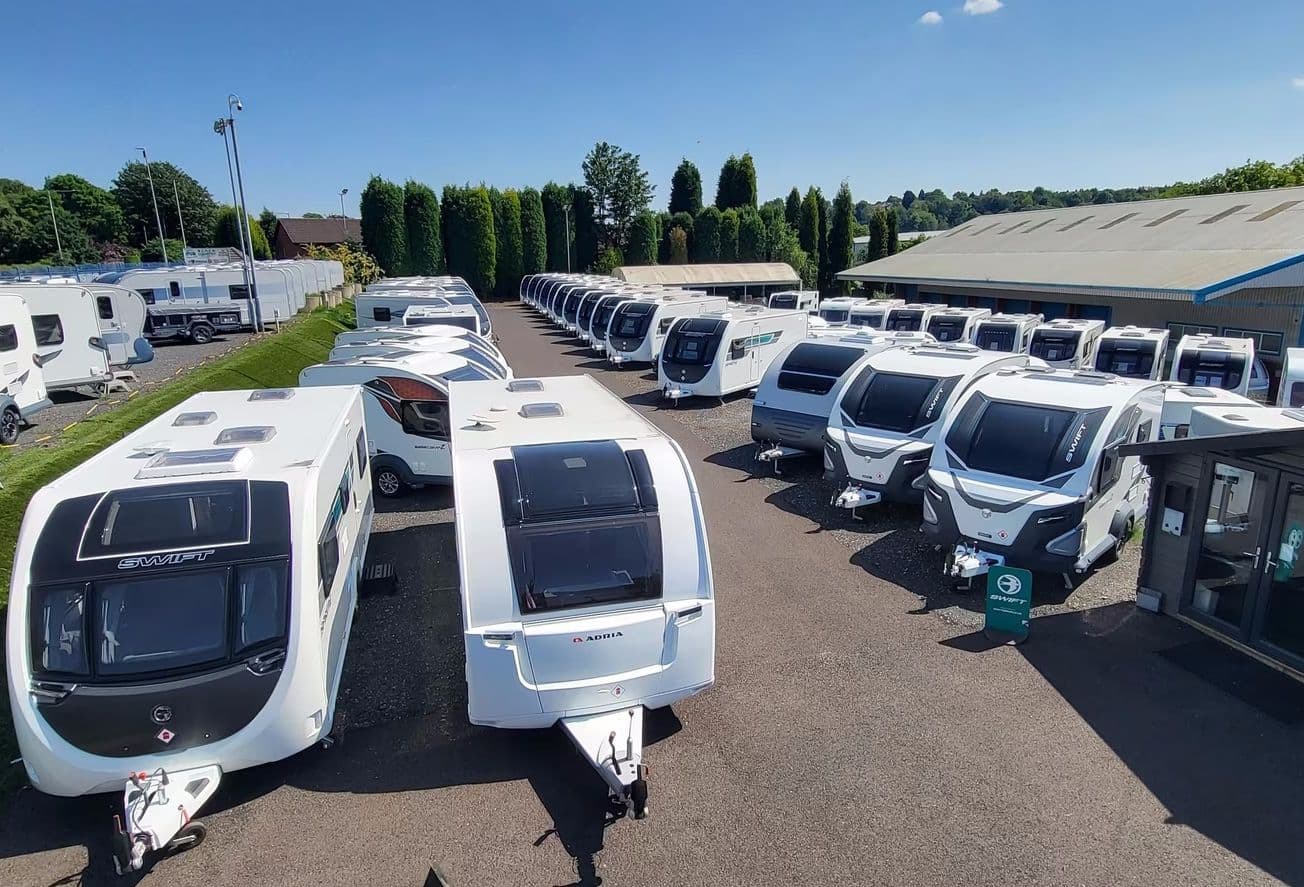 Black Country Caravans showground with touring caravans
